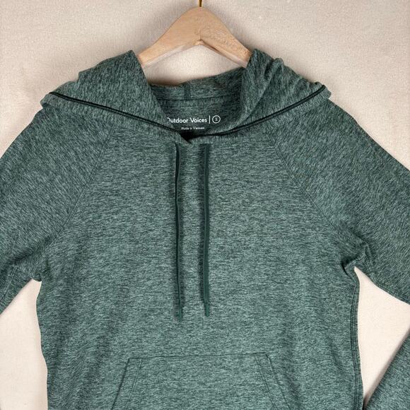 Outdoor Voices Small Women's All Day Pullover Olive Green Cloud Knit Hoodie - Picture 8 of 9